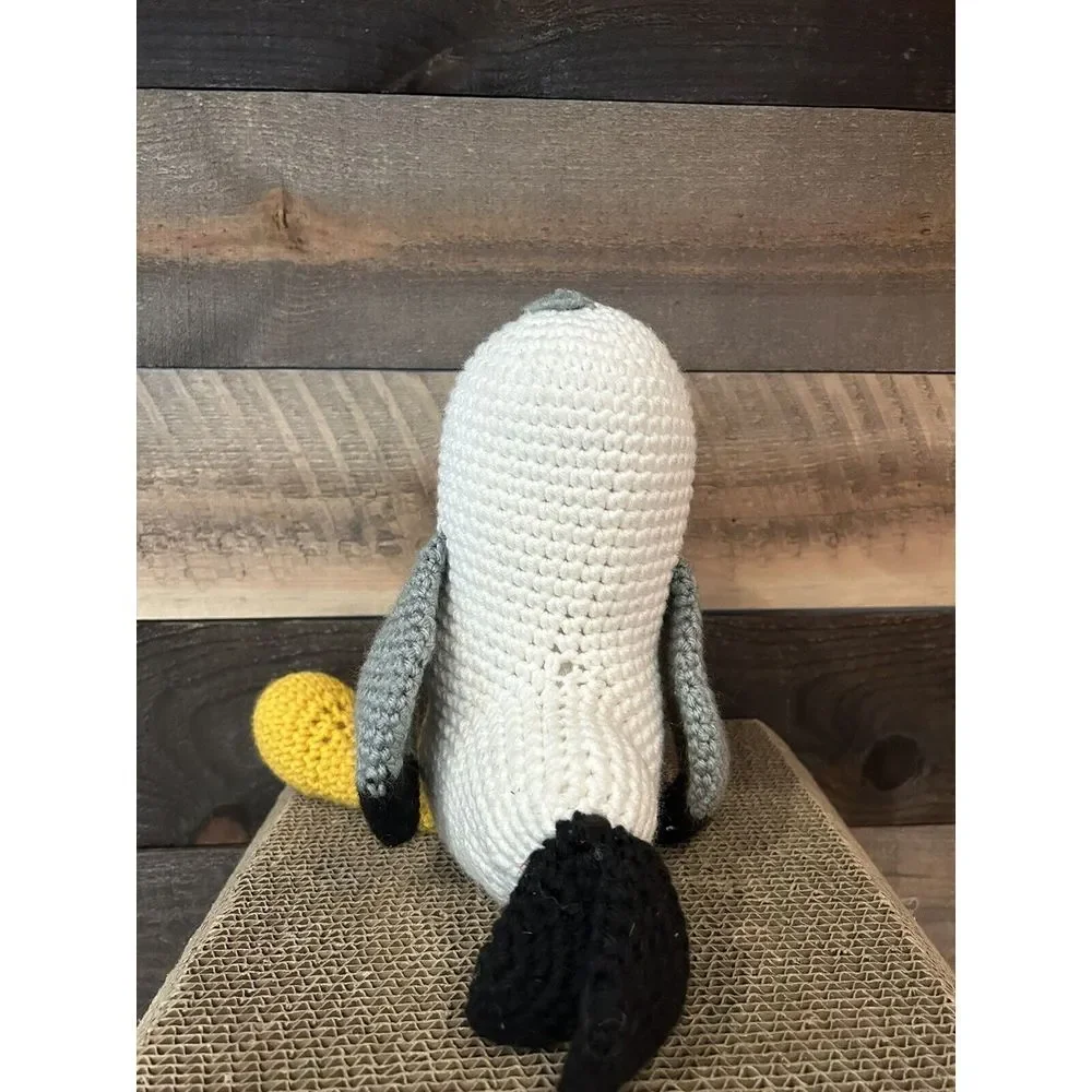 Seagull Toy‎ Handmade Crochet Blue Yellow Grey